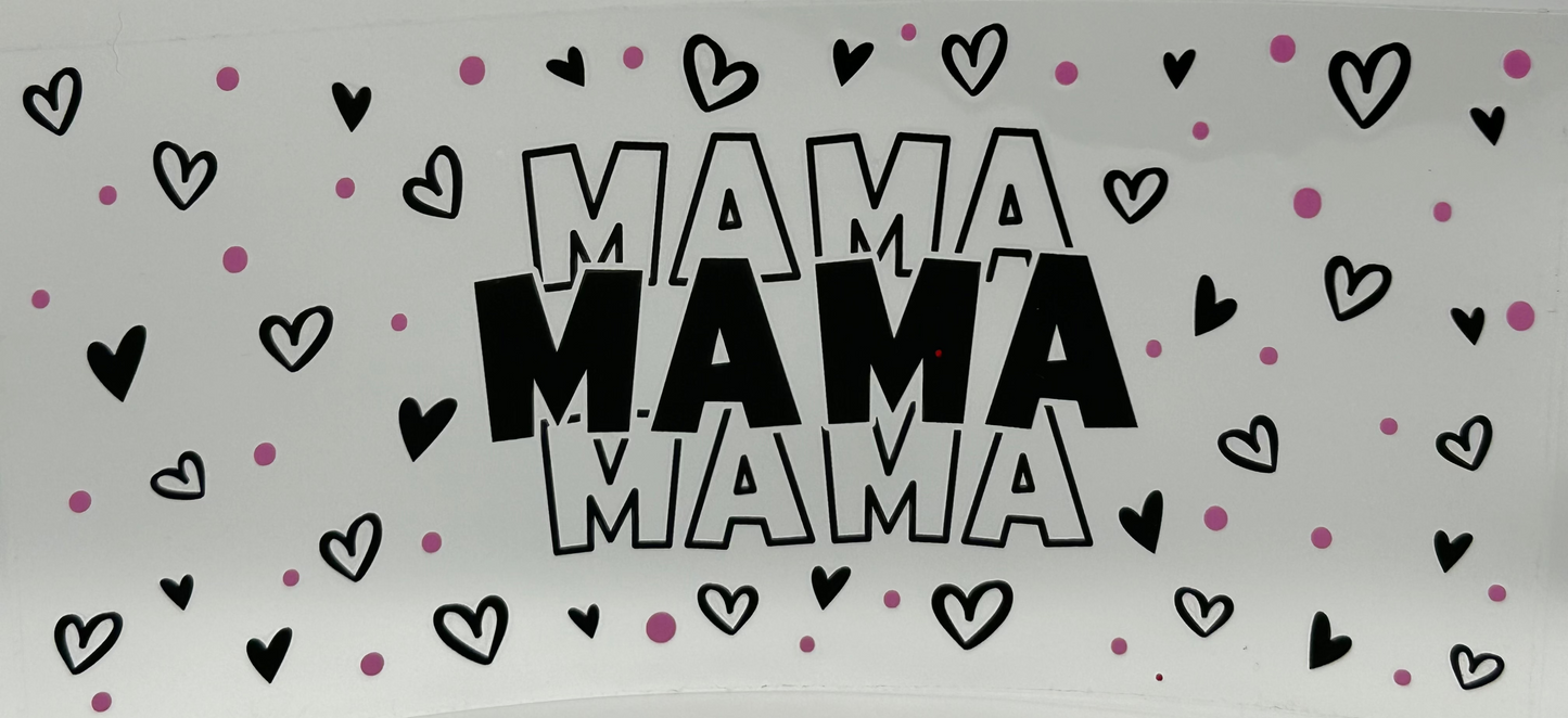Mama with Pink Polka Dots and Hearts