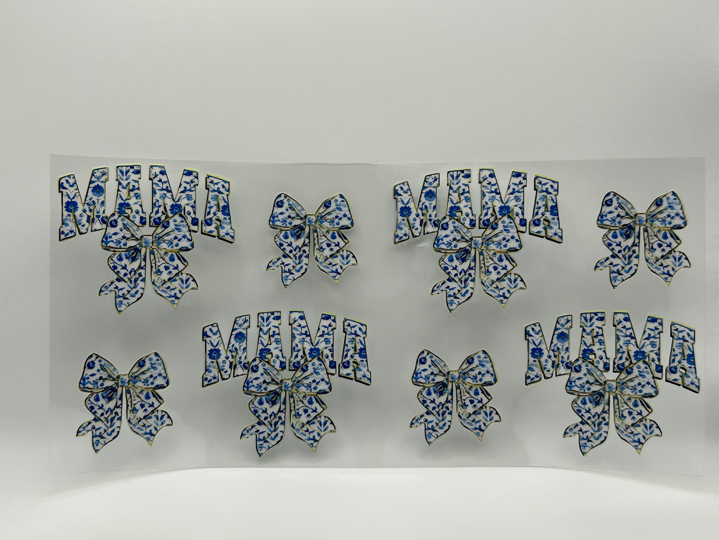 Blue and White Floral Mama and Bows