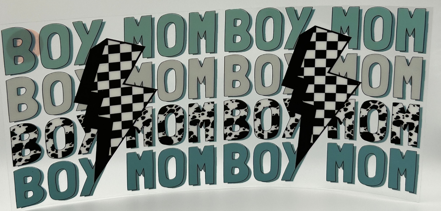 Teal and Cow Print Boy Mom