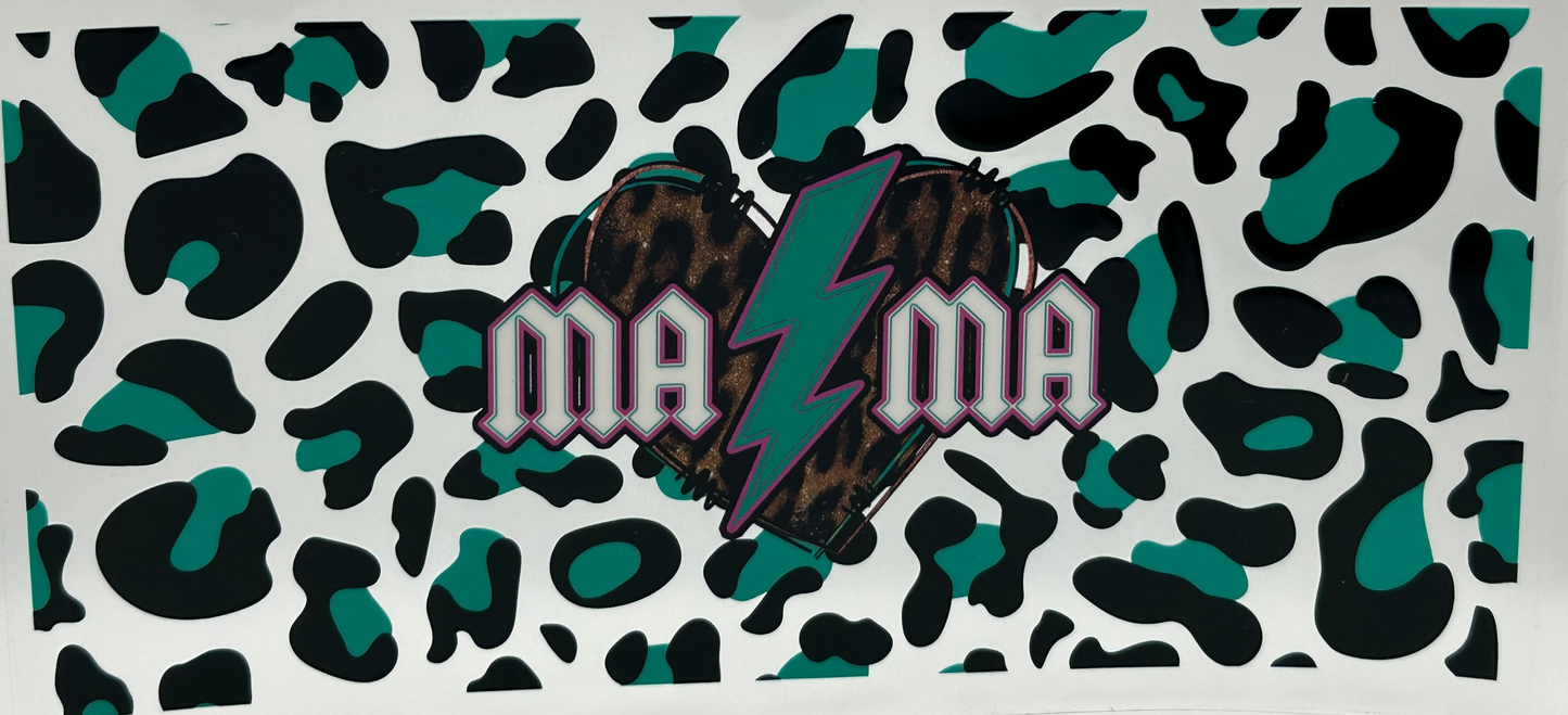 Teal, Pink, and Black Cheetah Mama