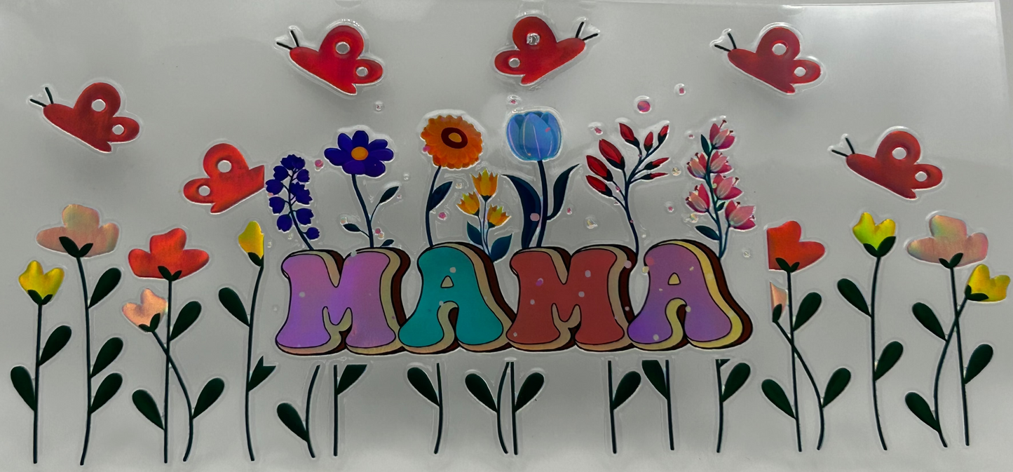 Holographic Floral Mama with Butterflies