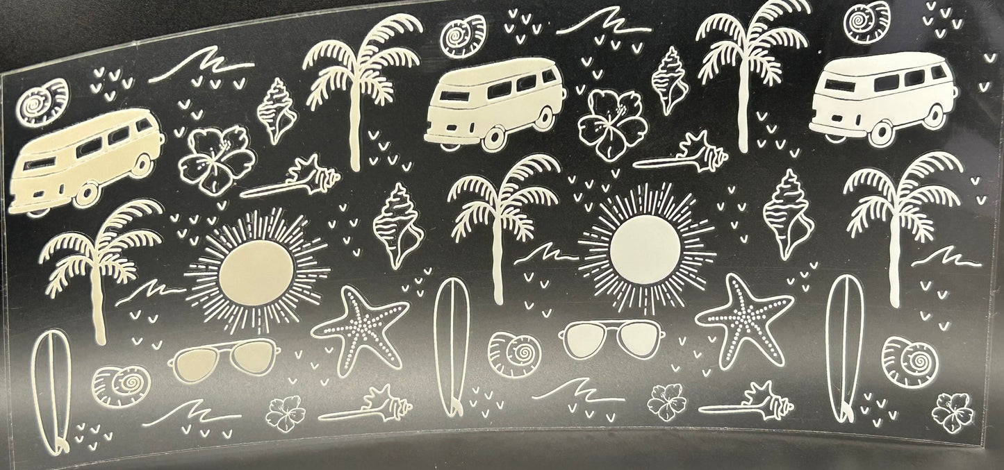 Palm trees and van