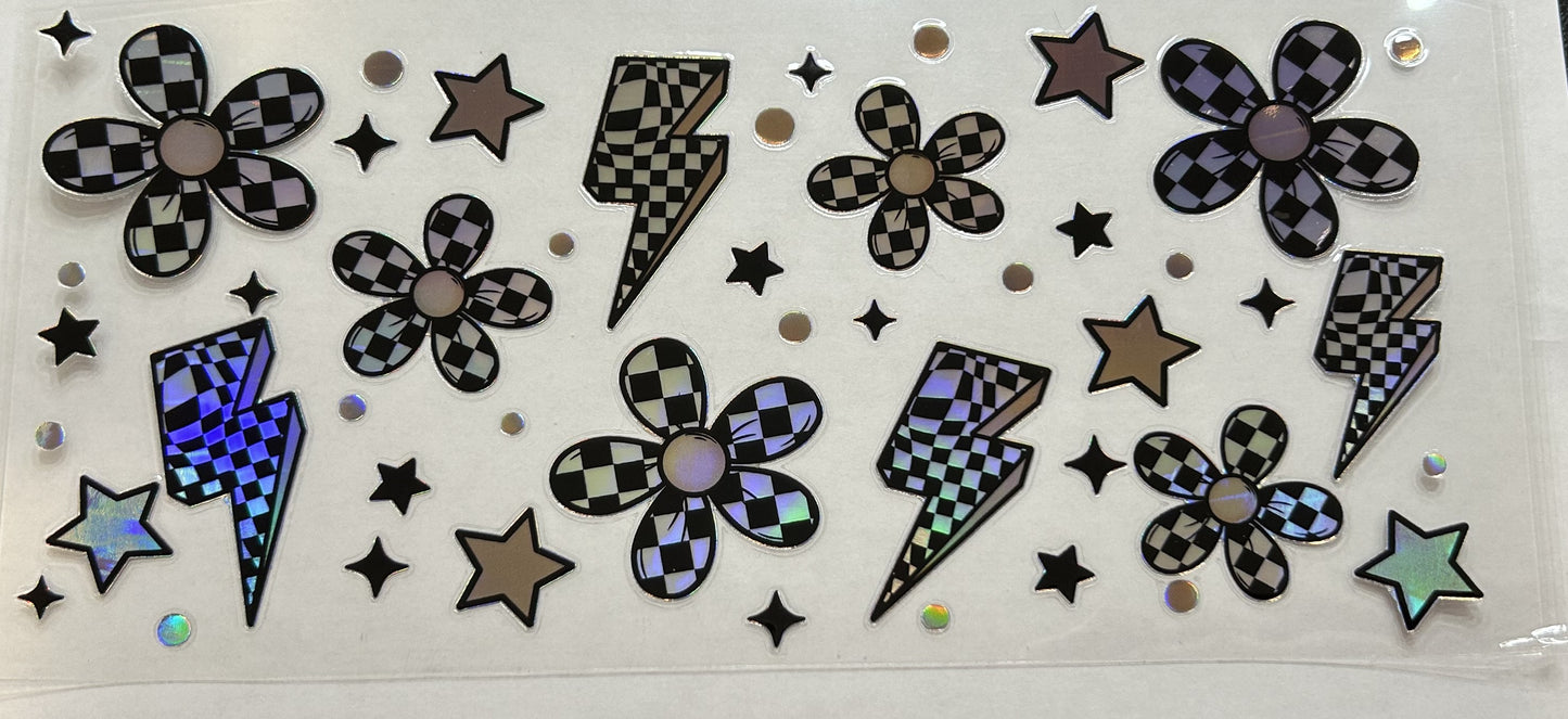 Holographic Checkered Flowers and Lightening Bolts