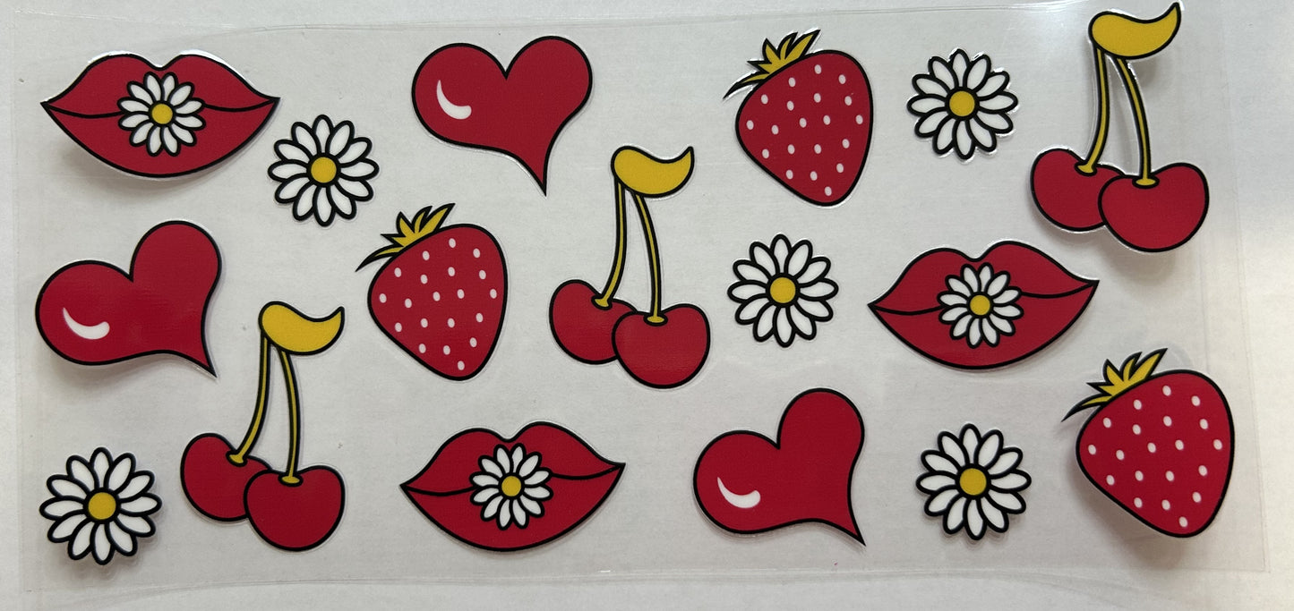 Hearts, Strawberries, Cherries, Lips, and Flowers