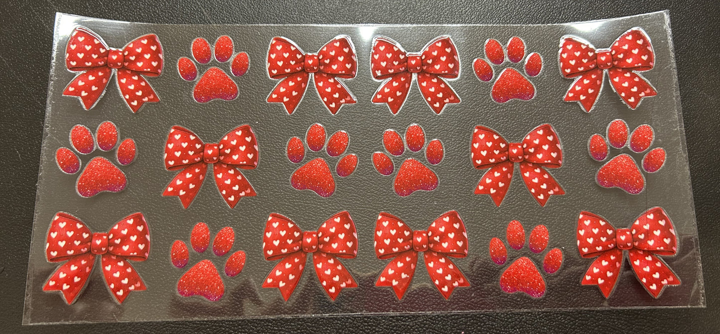 Red Heart Bows and Paw Prints