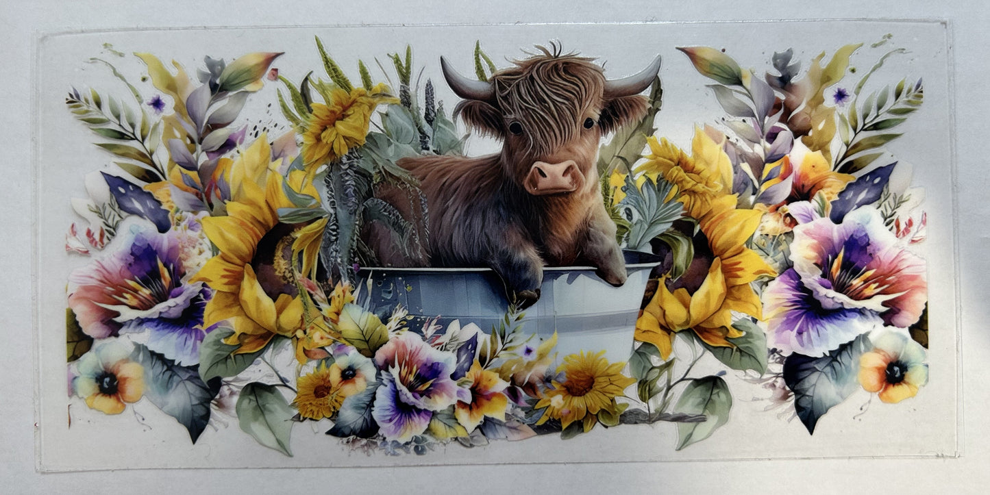 Cow in a tub with flowers