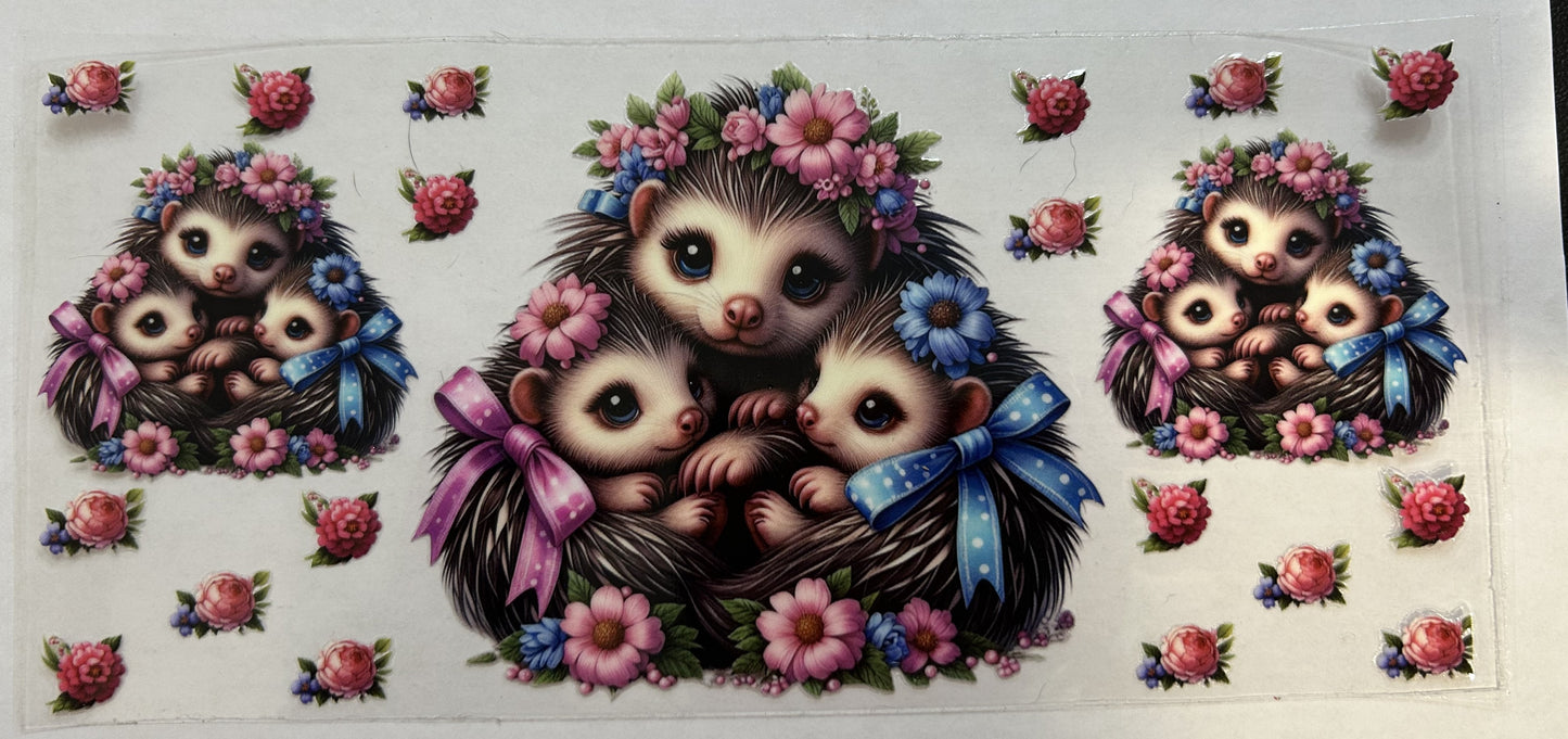 Mama and baby hedgehogs