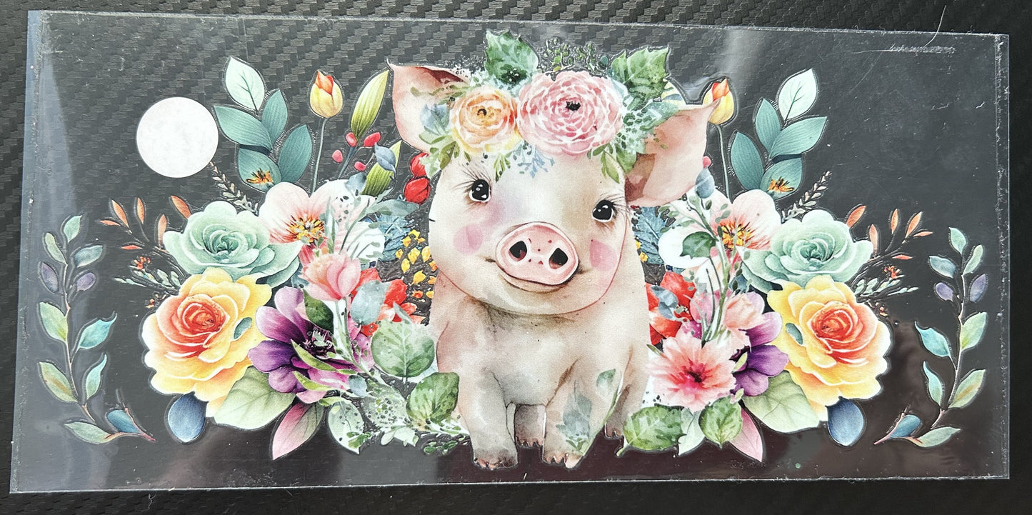 Crowned Pig in flowers