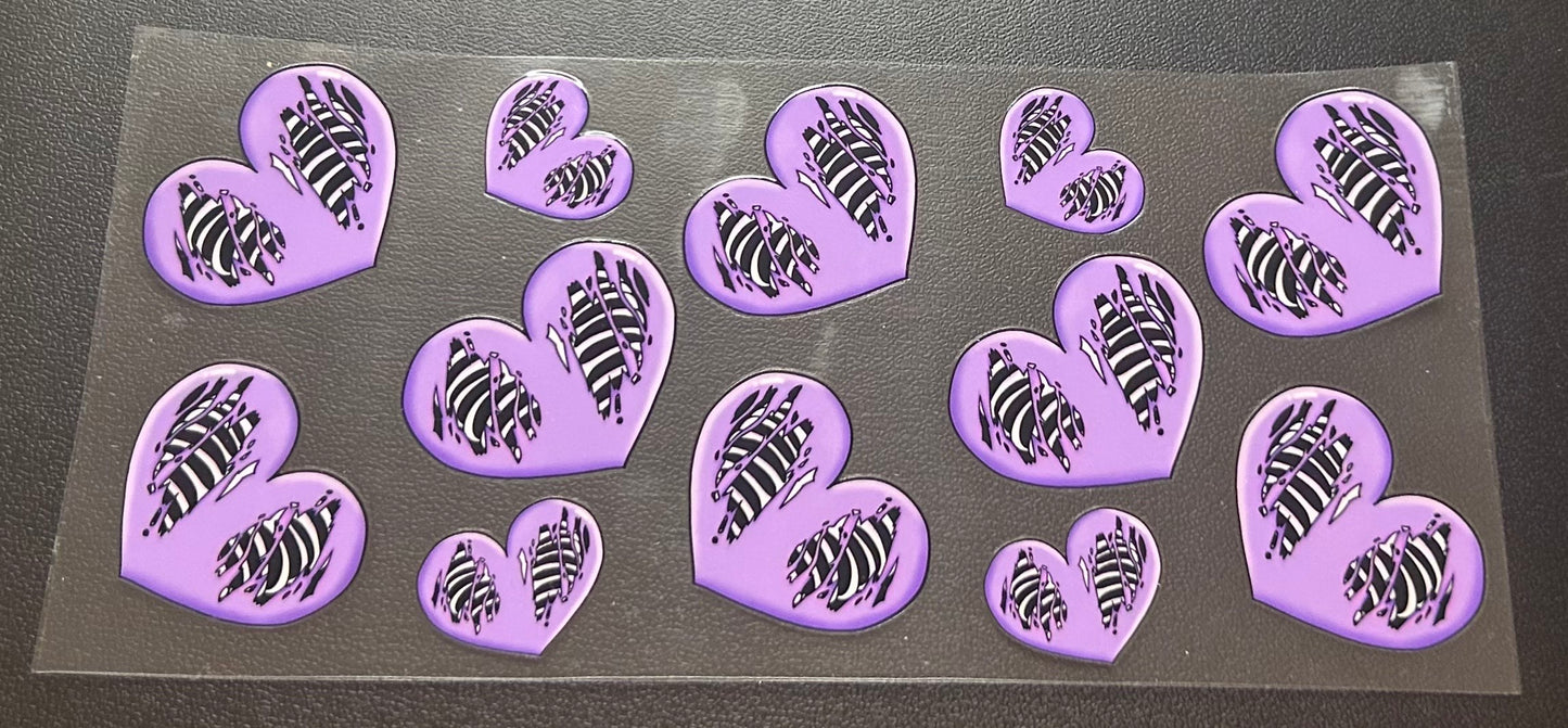 Purple shredded hearts