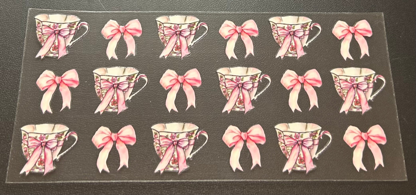 Tea cups and bows PINK