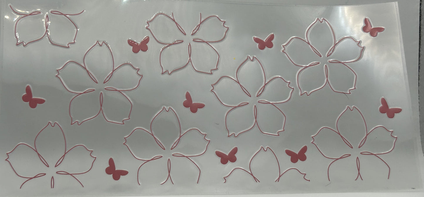 Hibiscus flowers and butterflies