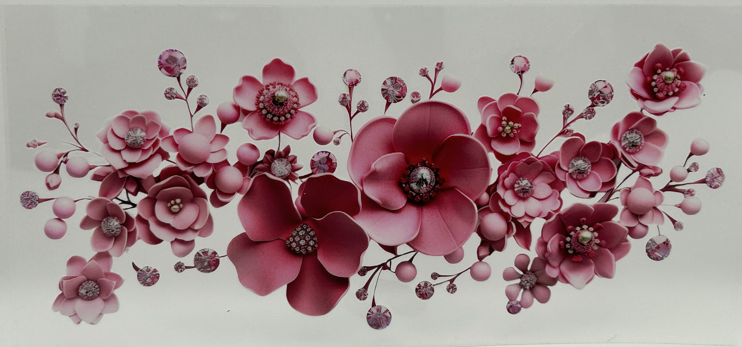 Pretty Pink Flowers with Diamond centers