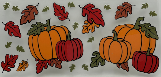 Pumpkins and leaves