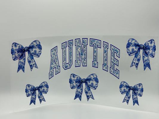 Blue Auntie with bows