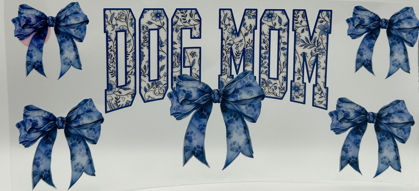 Dog Mom with blue bows
