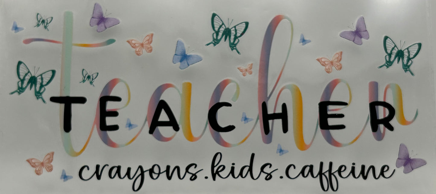 Teacher, crayons, kids, caffeine