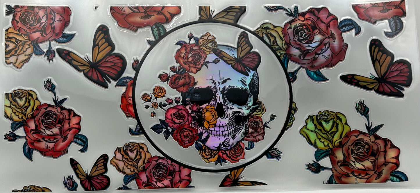 Skull with flowers Holographic