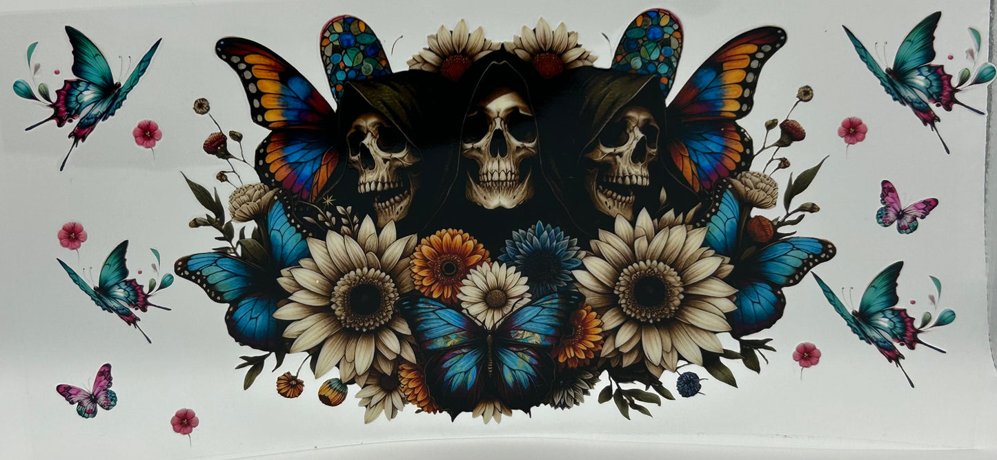 Dark Skulls, butterflies and flowers