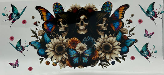 Dark Skulls, butterflies and flowers