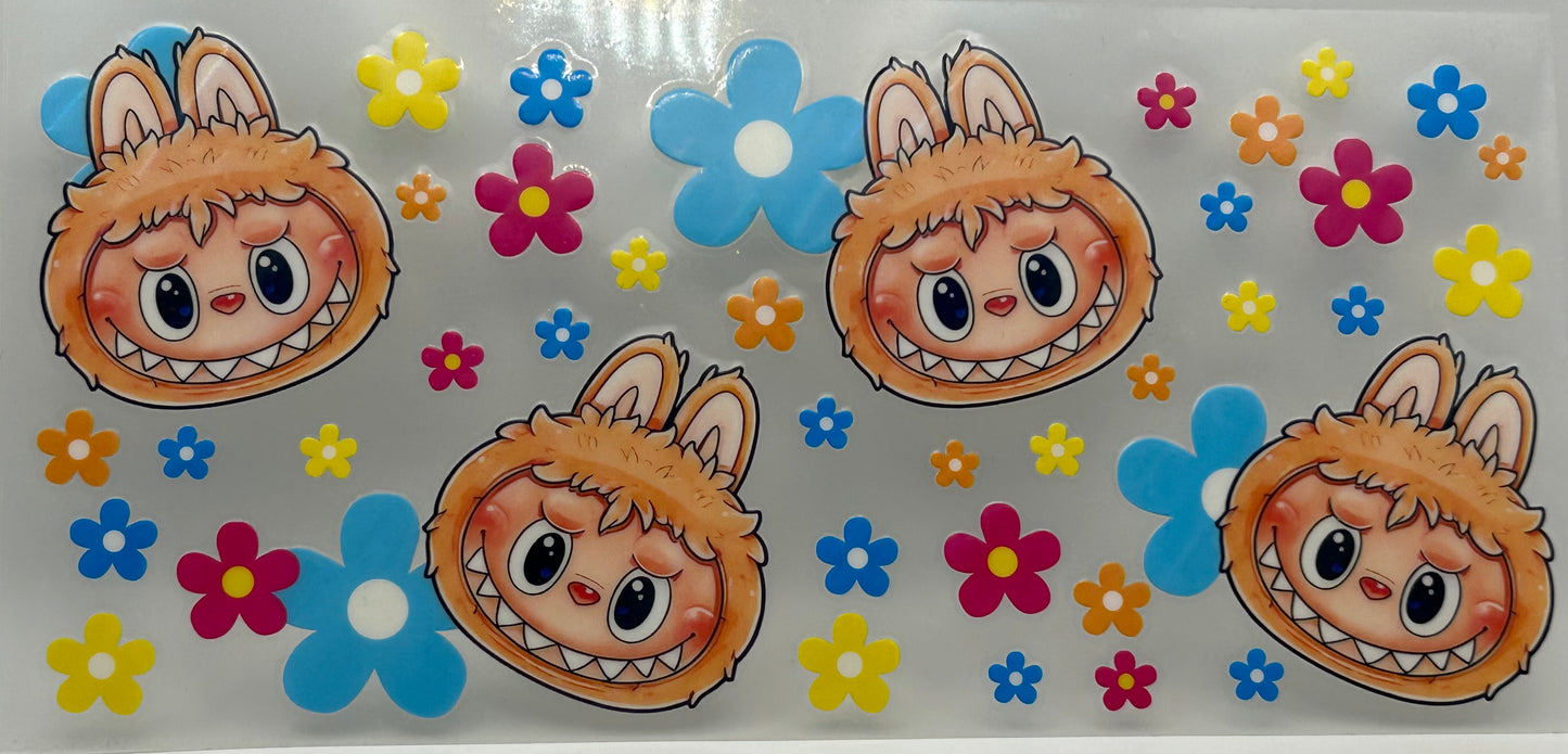 Labubu with colored flowers