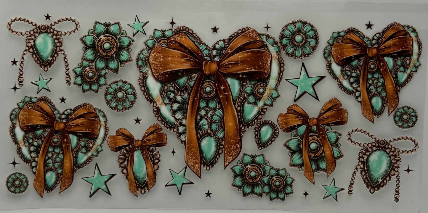 Turquoise Hearts and Bows