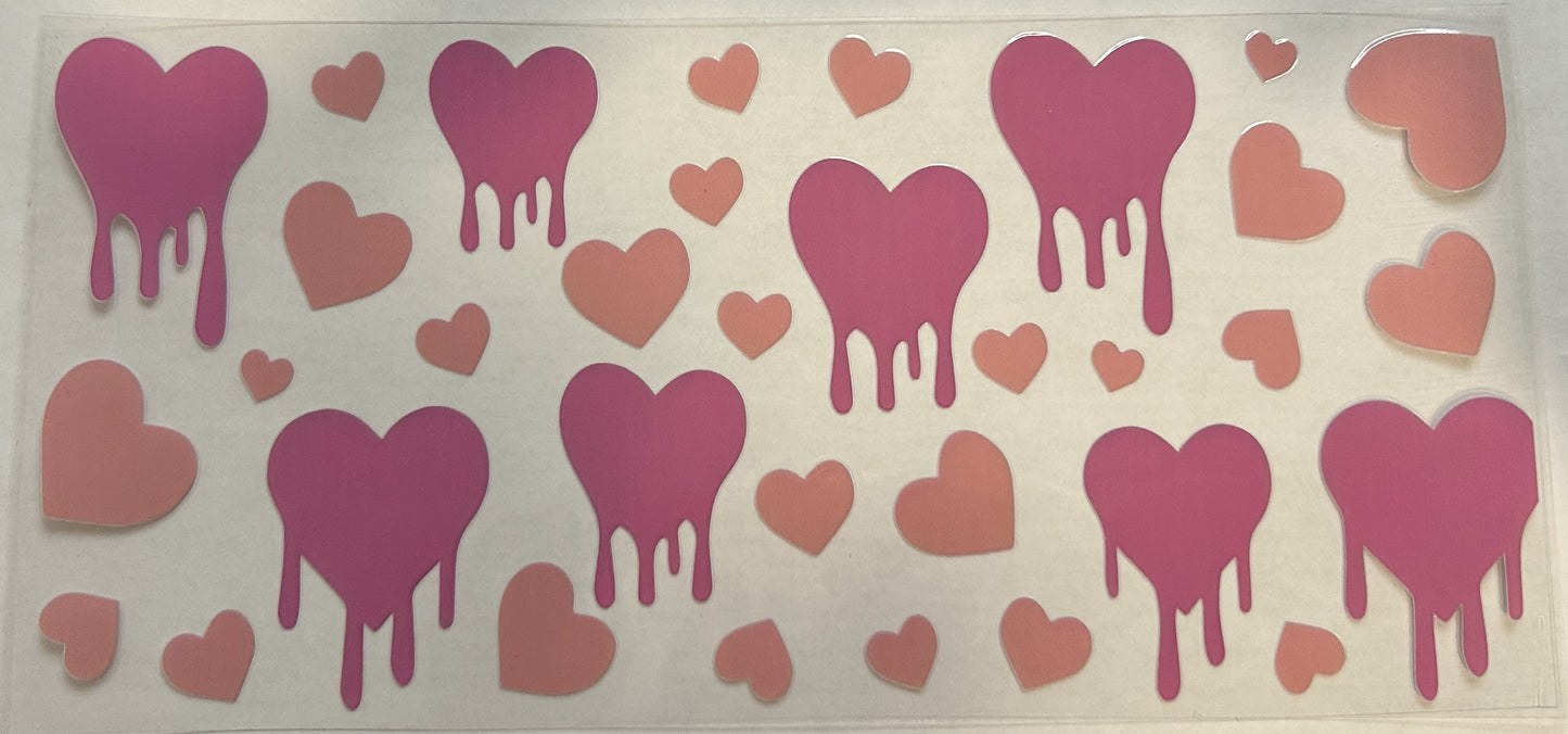 Drip Hot Pink Hearts and Light Pink Hearts