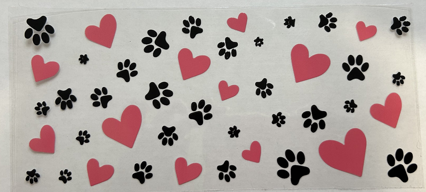 Paw Prints with Pink Hearts