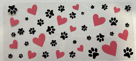 Paw Prints with Pink Hearts