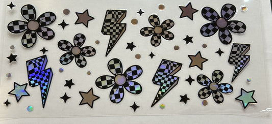 Holographic Checkered Flowers and Lightening Bolts