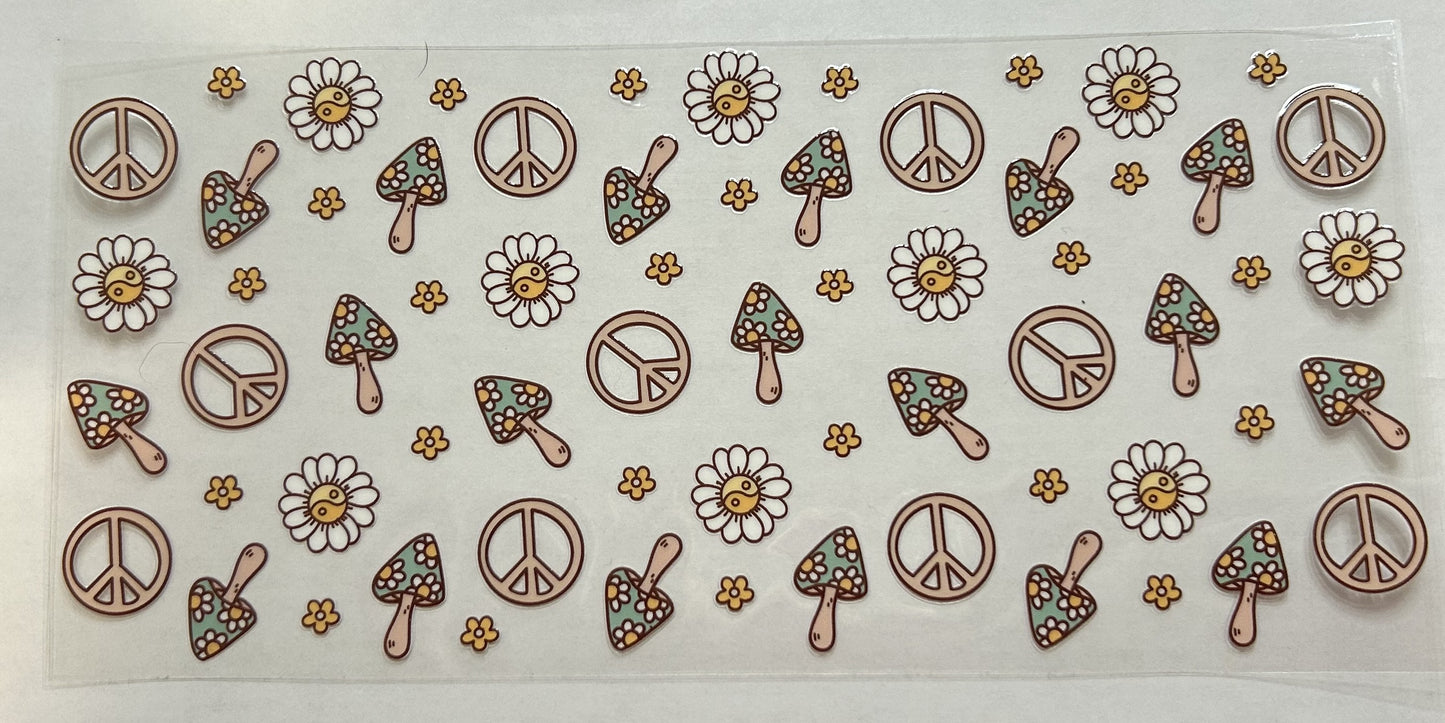 Peace Signs, Mushrooms, and Flowers