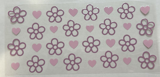 Purple Flowers with Pink Hearts
