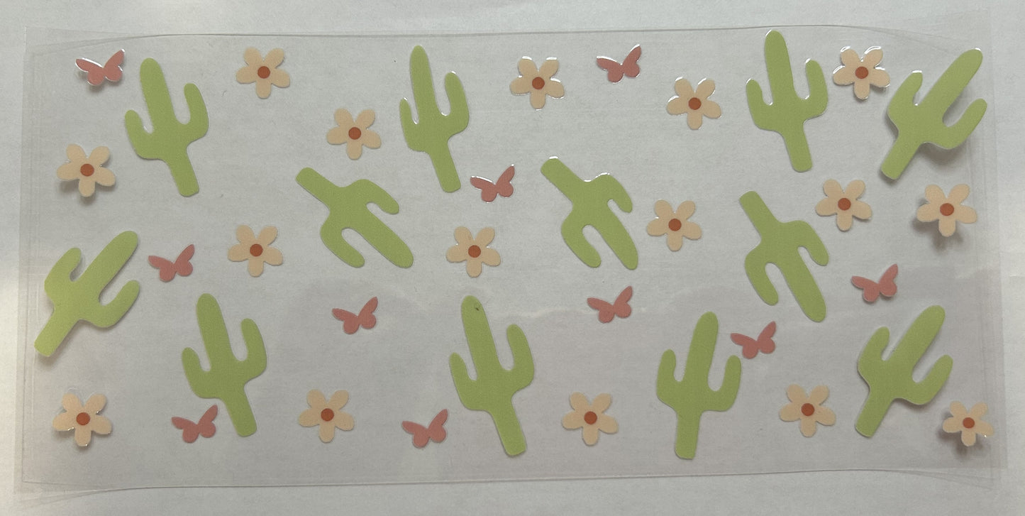Catus with Flowers and Butterflies