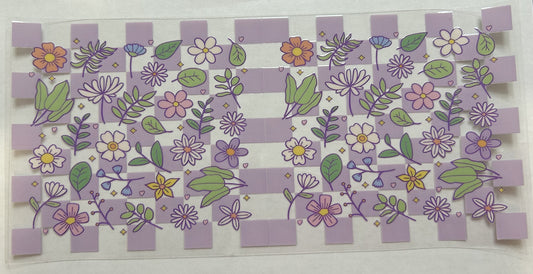 Purple Checkers with Multi-Color Flowers