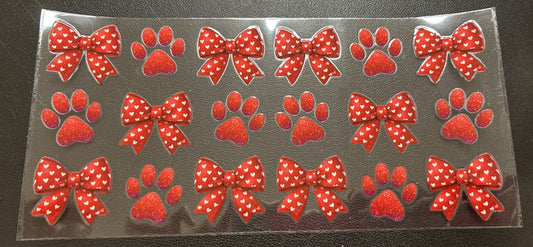 Red Heart Bows and Paw Prints
