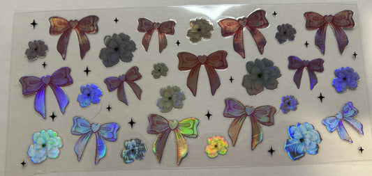 Pink Holographic Bows and White Flowers