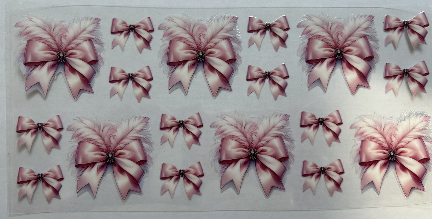 Feathered Pink Bows