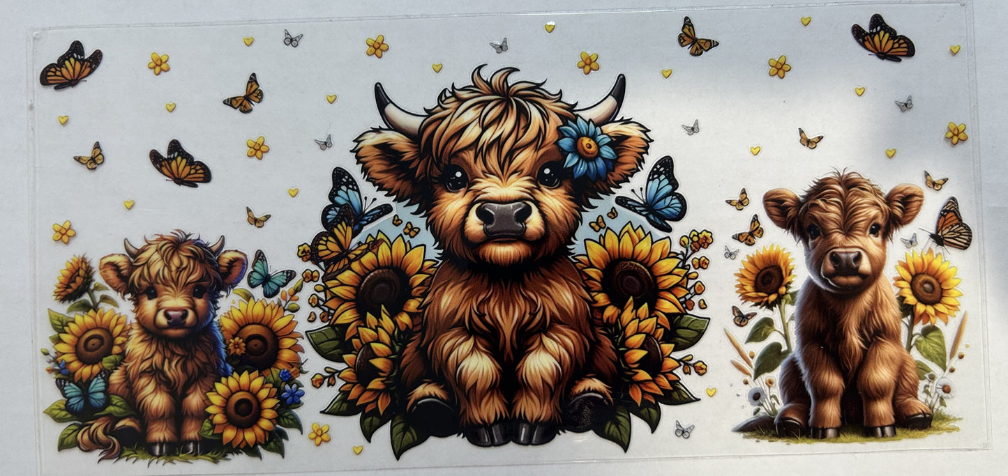Highland Cows and Sunflowers
