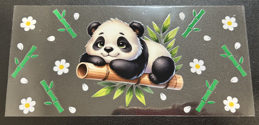 Panda, bamboo and flowers