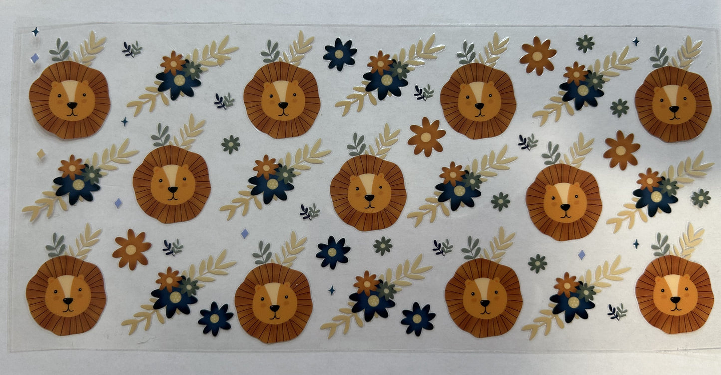 Lion heads and flowers