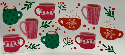 Pink, Red and Green Christmas cups