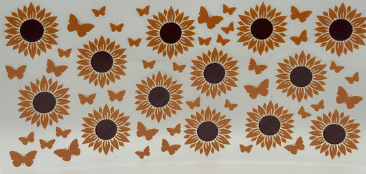 Shiny Sunflowers and butterflies