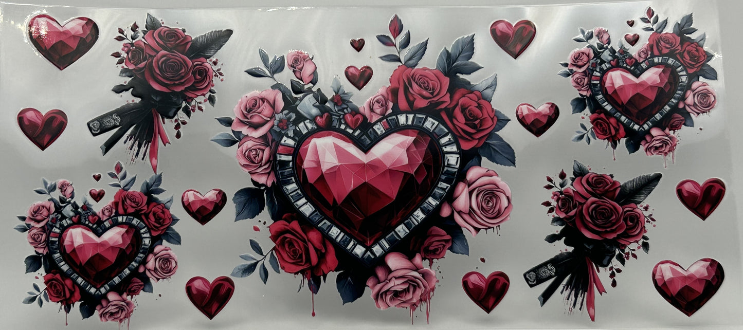 Pink Diamond hearts and roses