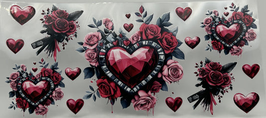 Pink Diamond hearts and roses