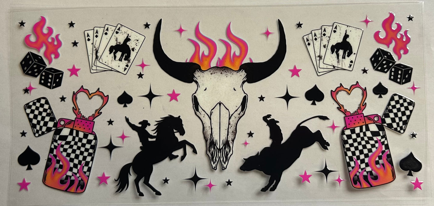 Flaming Cow Skull and Ace's