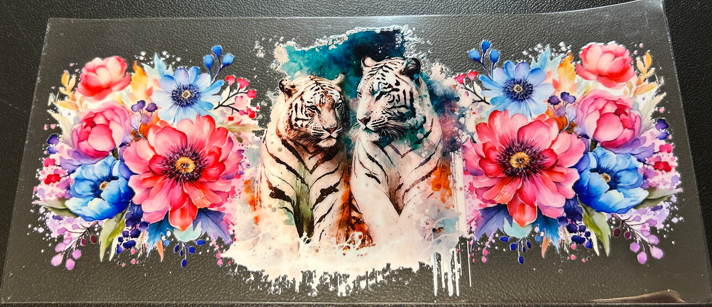 White Tigers in Flowers