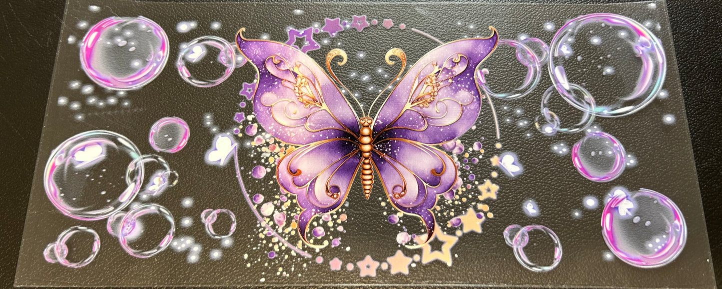 Purple Butterfly with bubbles
